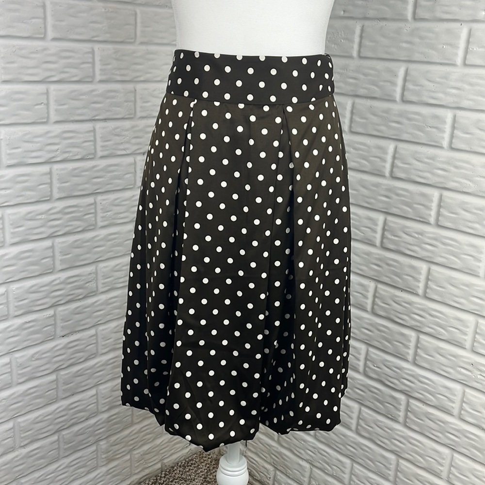 FOREVER 21 Bubble Skirt Brown White Polka Dots Satin size Medium
